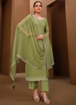 Organza Chiffon Green Traditional Wear Swarovski Work Salwaar Suit